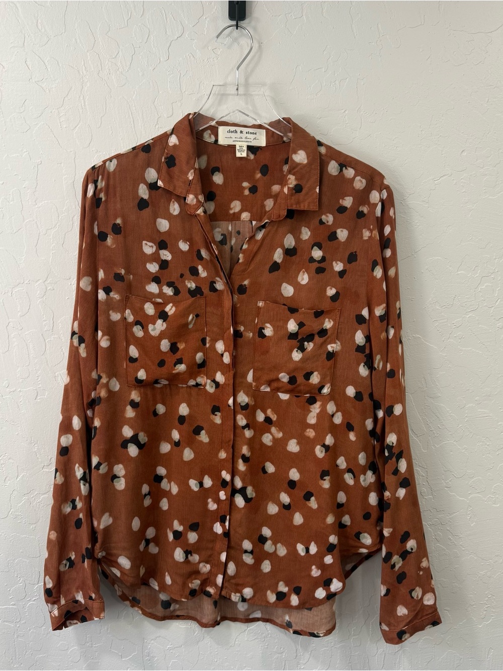 Cloth & Stone for Anthropologie Leopard Button Down Size L